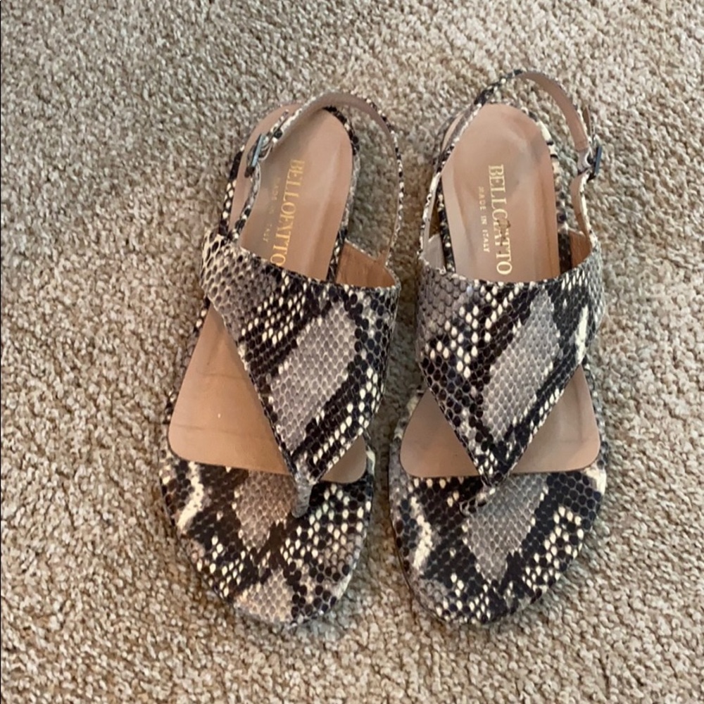 Bellofatto Italian leather sandals, Snakeskin 37